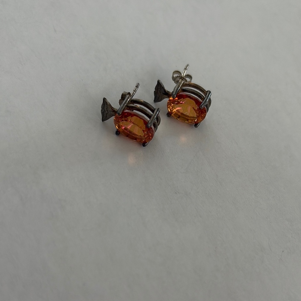 Orange gemstone whale tail design Earrings